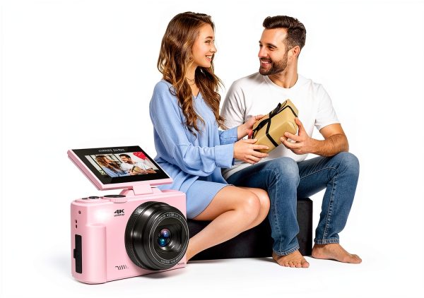 Maenlans W08 4K 64MP Camera 18X Zoom Flip Screen Pink-7