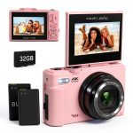 Maenlans W08 4K 64MP Camera 18X Zoom Flip Screen Pink-0