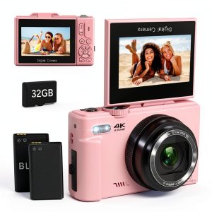 Maenlans W08 4K 64MP Camera 18X Zoom Flip Screen Pink-0