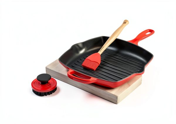 Le Creuset Grill Brush Nylon 3.25 inch Cerise Heat Resistant-1