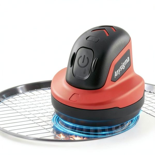 Cordless Electric Grill Brush Anysigma Replaceable Heads Red-2