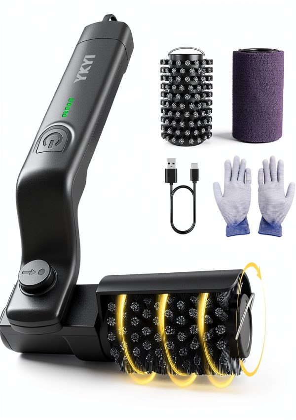 Electric Rotary Grill Brush YKYI 304 Stainless Steel 3‑Speed, Black-0