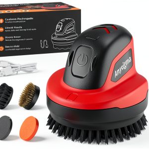 Cordless Electric Grill Brush Anysigma Replaceable Heads Red-0