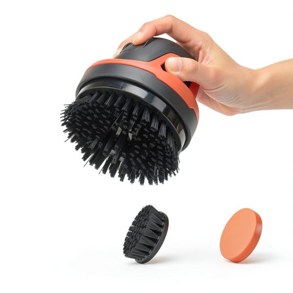 Cordless Electric Grill Brush Anysigma Replaceable Heads Red-1
